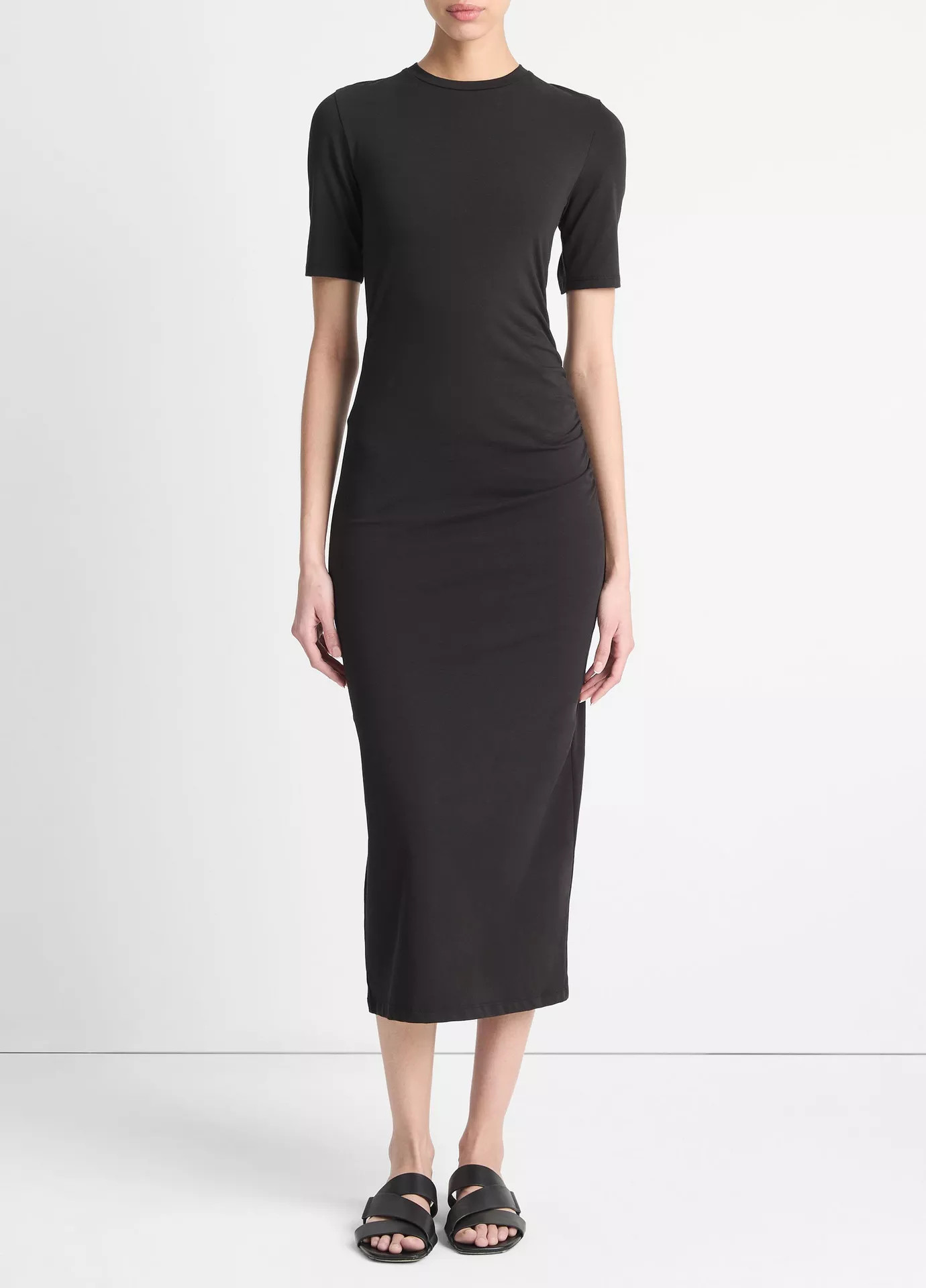 Pima Cotton-Blend Side-Drape Dress | Vince LLC