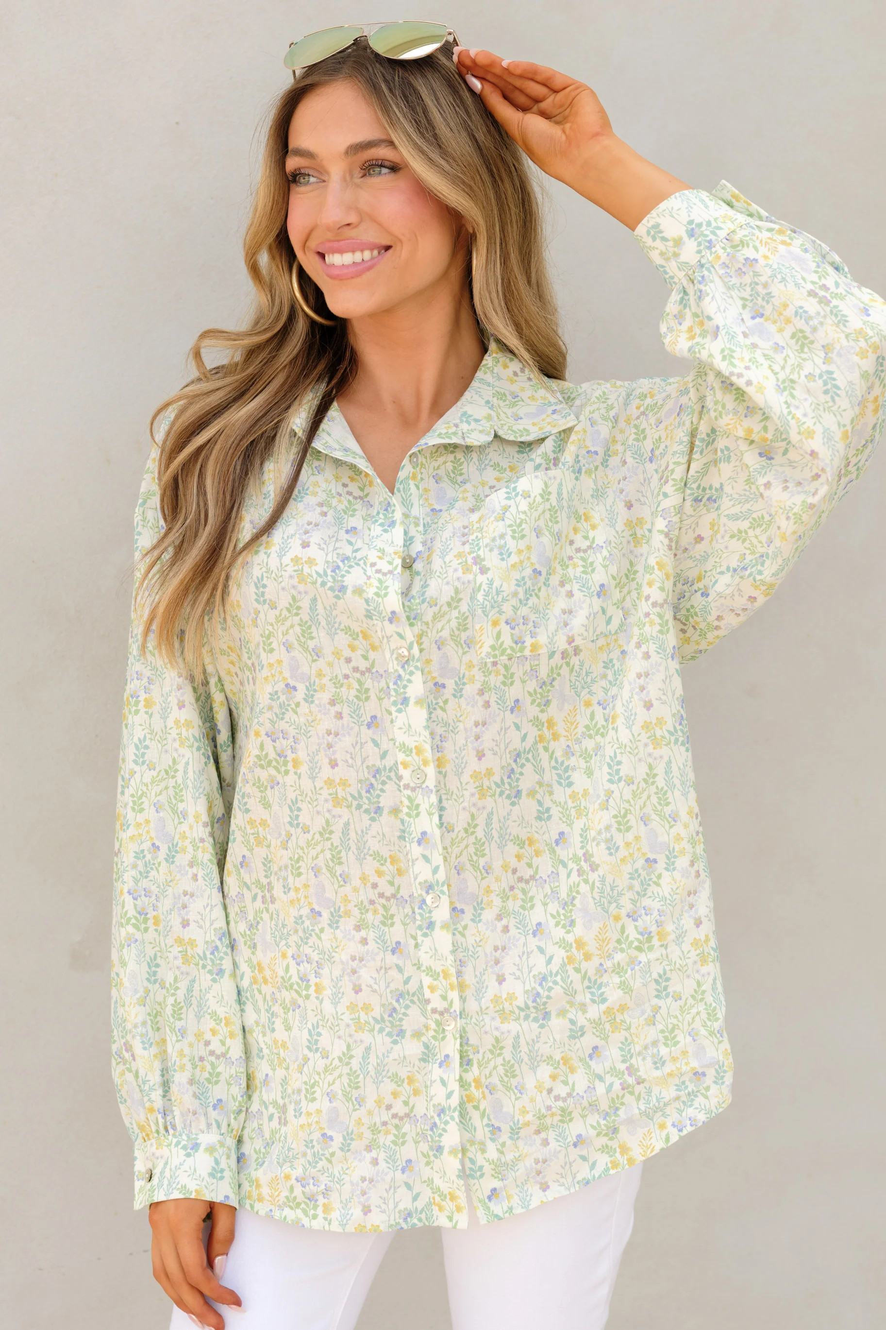 Look Over There Green Multi Print Top | Red Dress 