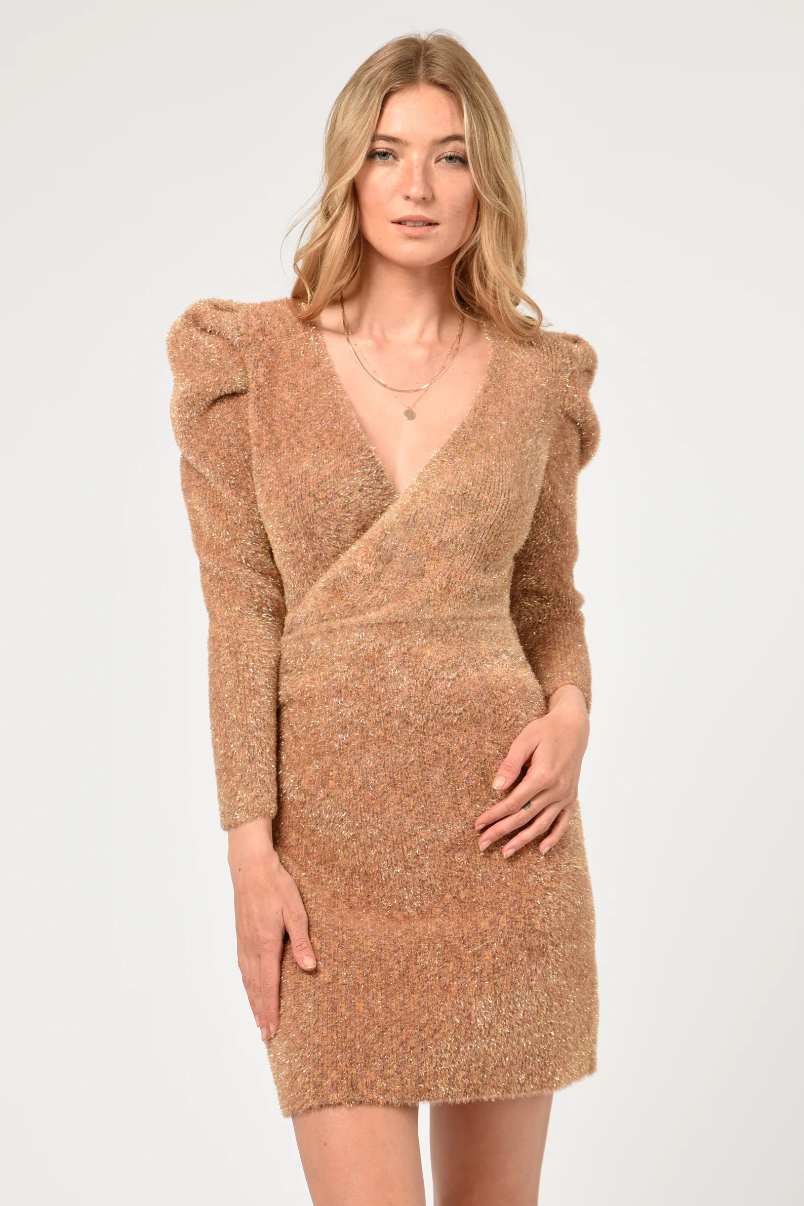 Zosha Lurex Wrap Knit Dress | Adelyn Rae