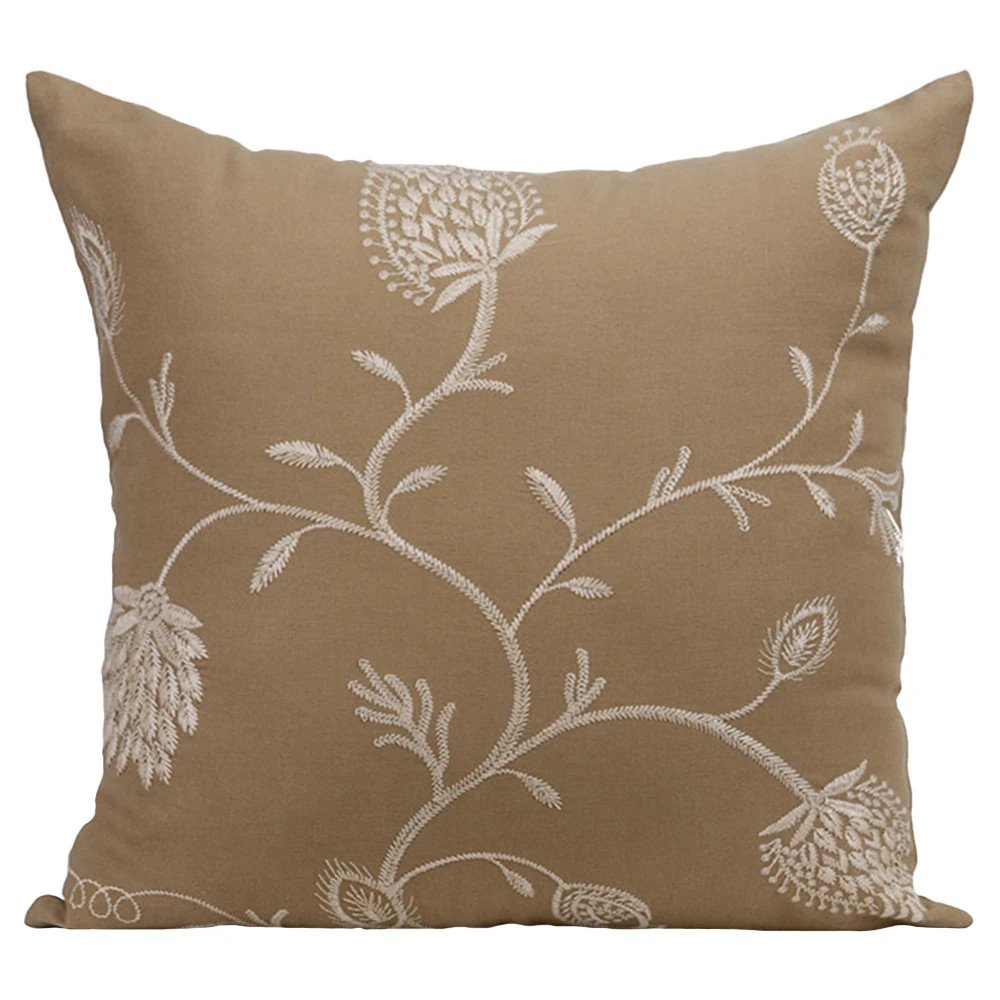 Brisa Updated Traditional Khaki Floral Throw Pillow - 20x20 | Kathy Kuo Home