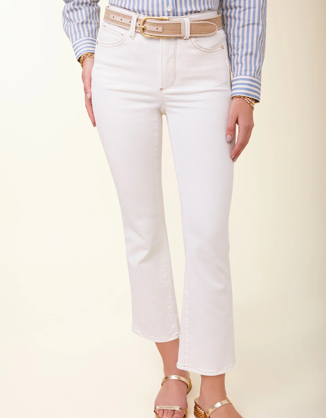 Rowen Kick Flare Jean Pearl White | Spartina 449