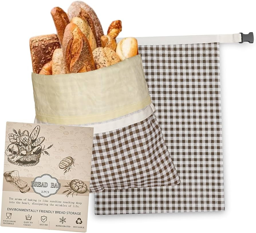 LURKA Beeswax Bread Bags, Reusable Cotton Linen Storage Bags for Sourdough, Extra Large, 2 Pack (... | Amazon (US)