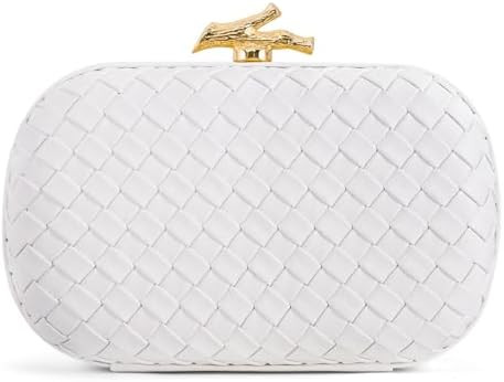 Woven Clutch Purses for Women Dressy, PU Leather Evening Bags Formal with Chain, Trendy Purses an... | Amazon (US)