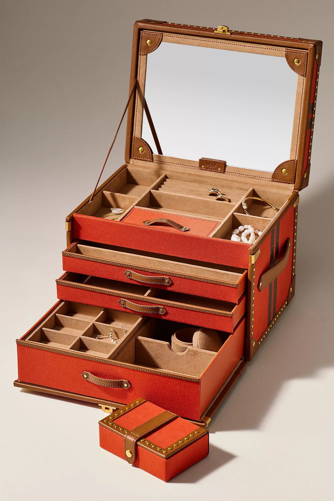 Wolf 1834 Ida Leather Jewelry Trunk Box | Anthropologie (US)