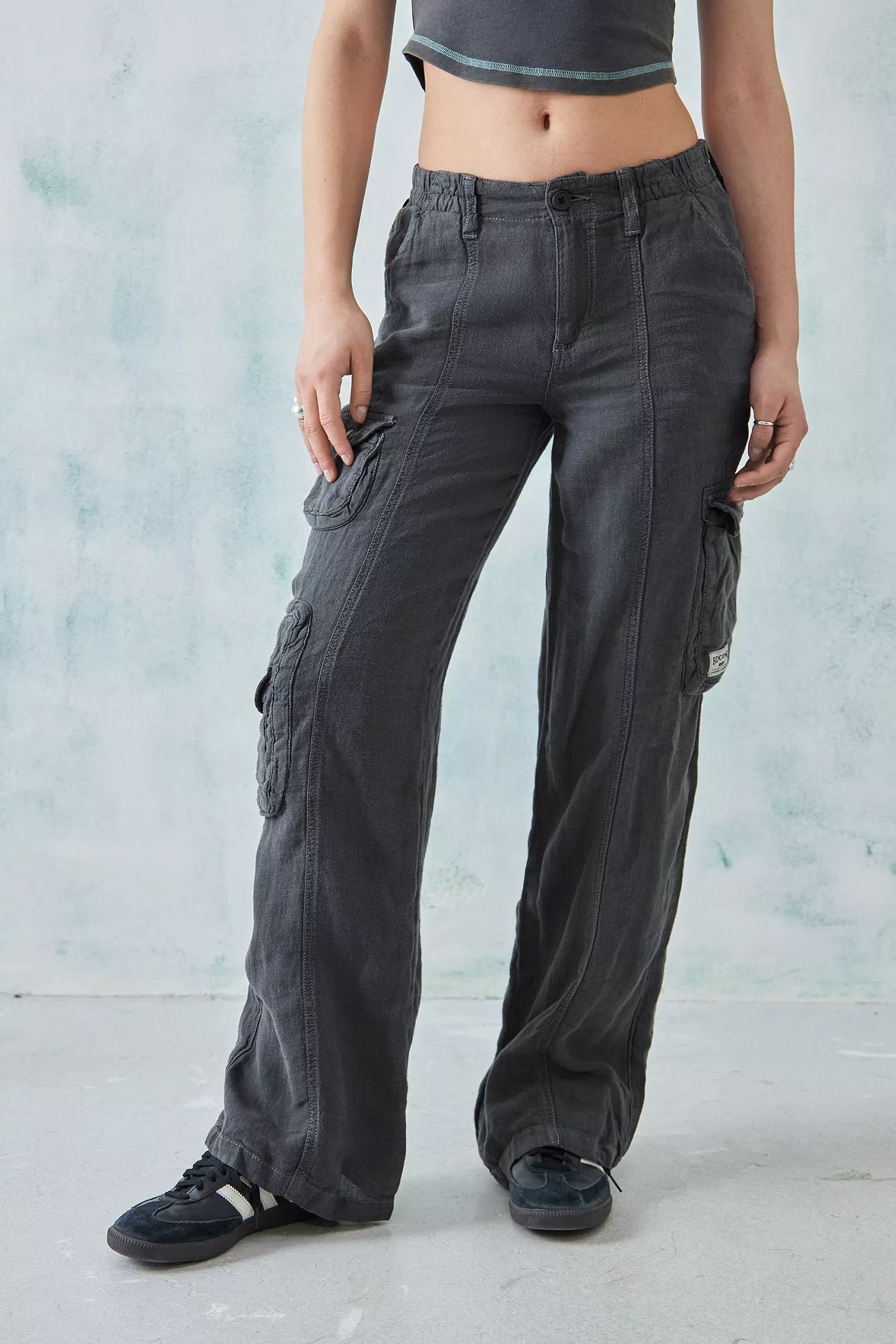 BDG Washed Black Linen Multi-Pocket Cargo Pants | Urban Outfitters (EU)