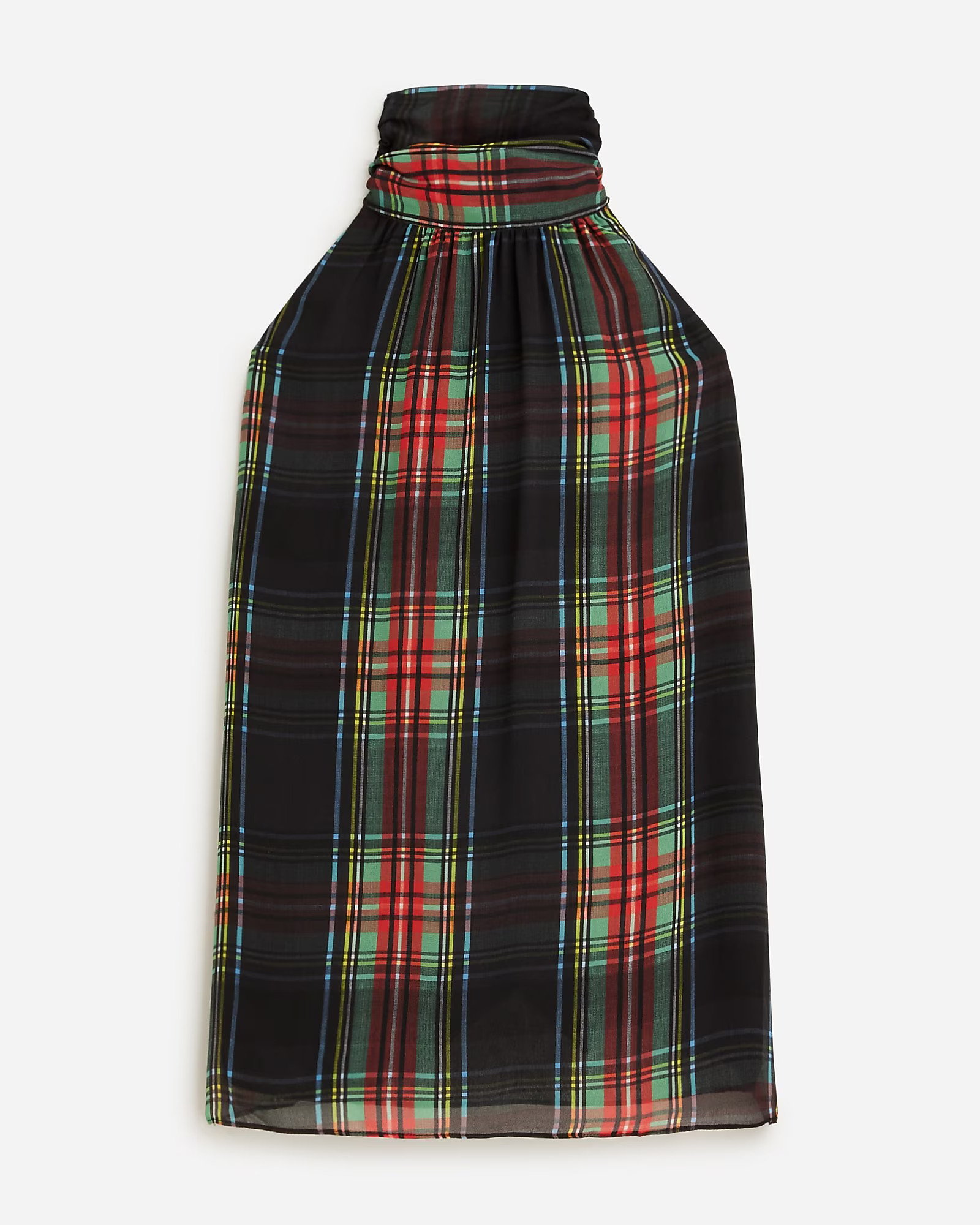 Halter top with necktie in Stewart tartan chiffon blend | J. Crew US