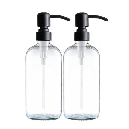 Soap Dispenser 16OZ 2 PCS Glass Soap Dispenser for Bathroom Kitchen | Walmart (US)