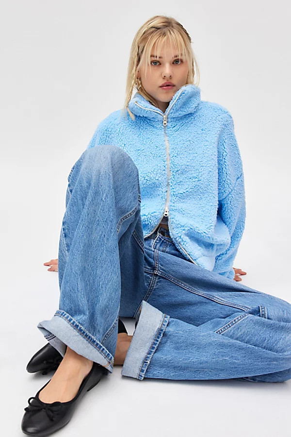 Kimchi Blue Snow Bunny Piled Fleece Zip-Up Jacket in Light Blue at Urban Outfitters | Urban Outfitters (US and RoW)