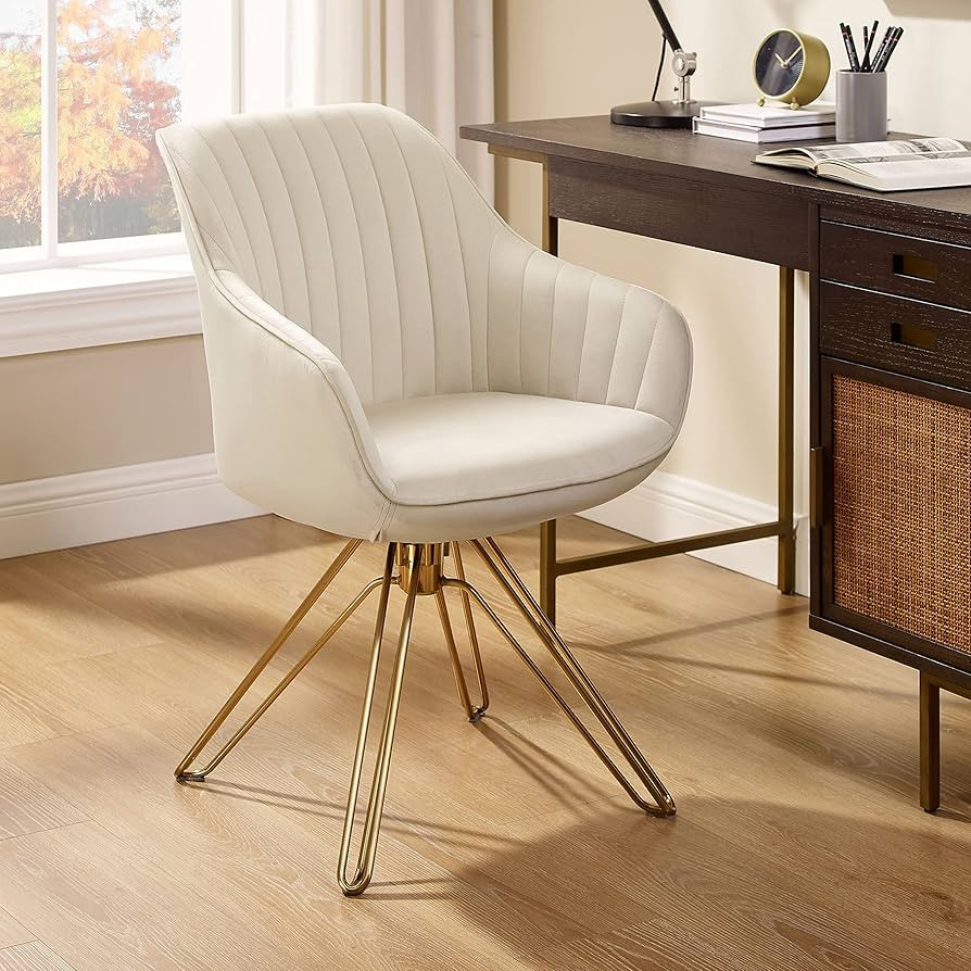 Volans Swivel Accent Chair, Mid Century Modern Dining Room Chairs with Hollow Black Metal Leg, Ho... | Amazon (US)
