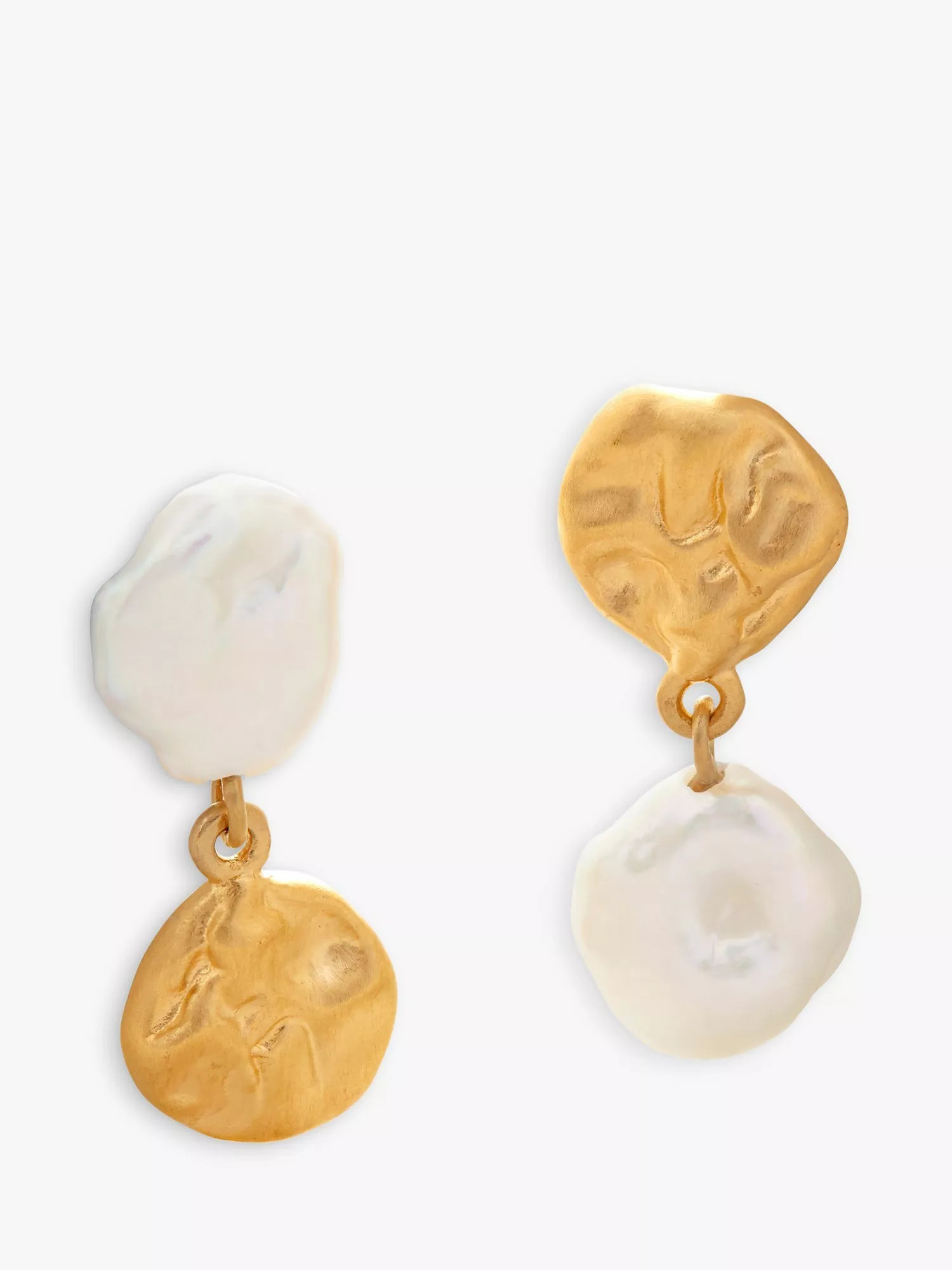 Monica Vinader x Mother of Pearl Keshi Pearl Stud Earrings, Gold | John Lewis (UK)