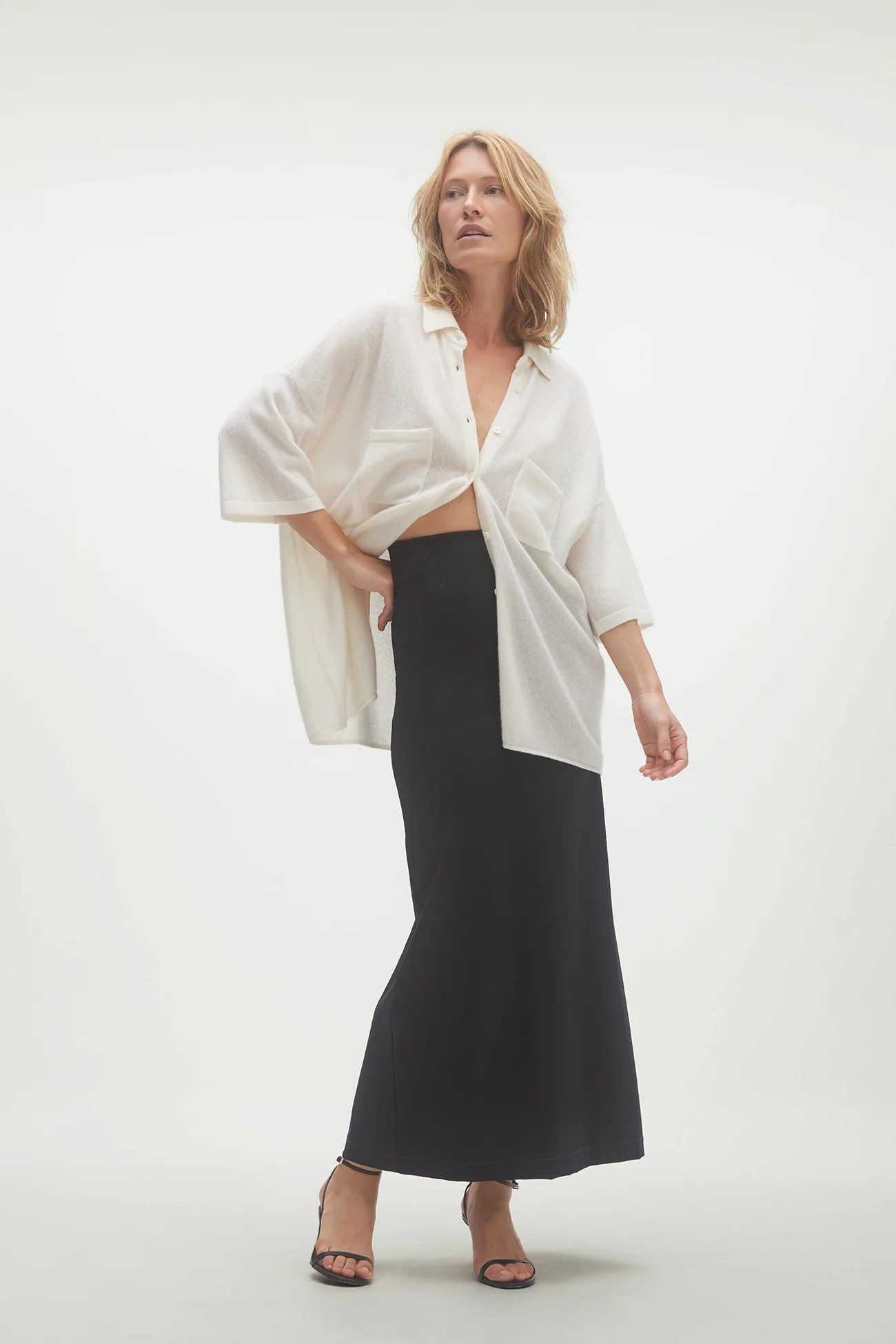 RUE BUTTON-UP CASHMERE TOP | NAKED CASHMERE