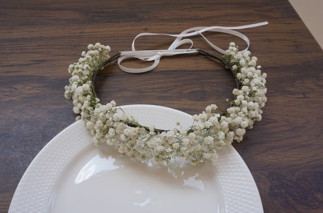 Real Dried Baby's Breath Crown Gypsophila Crown Real Dried Flowers Crown Dried Wedding Crown - Et... | Etsy (US)