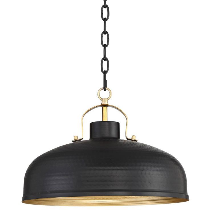 Possini Euro Design Black Warm Brass Pendant Light 15 3/4" Wide Modern Industrial Dome Shade for ... | Target