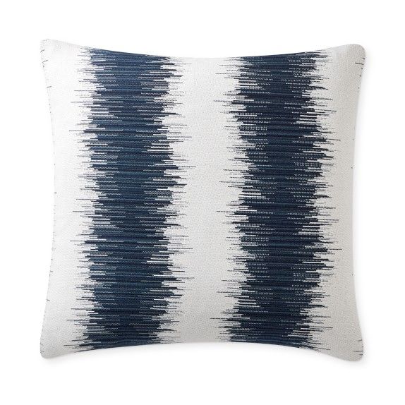 Striped Jacquard Outdoor Pillow Cover, Navy | Williams-Sonoma