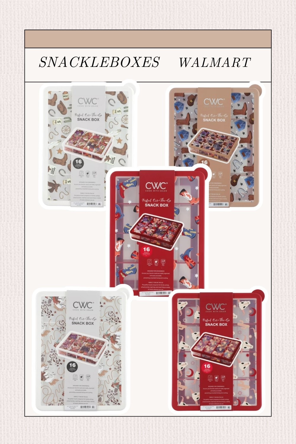 Walmart. Snack boxes. Cook with color. Trending. Best sellers. Viral. Affordable. Summer must haves  