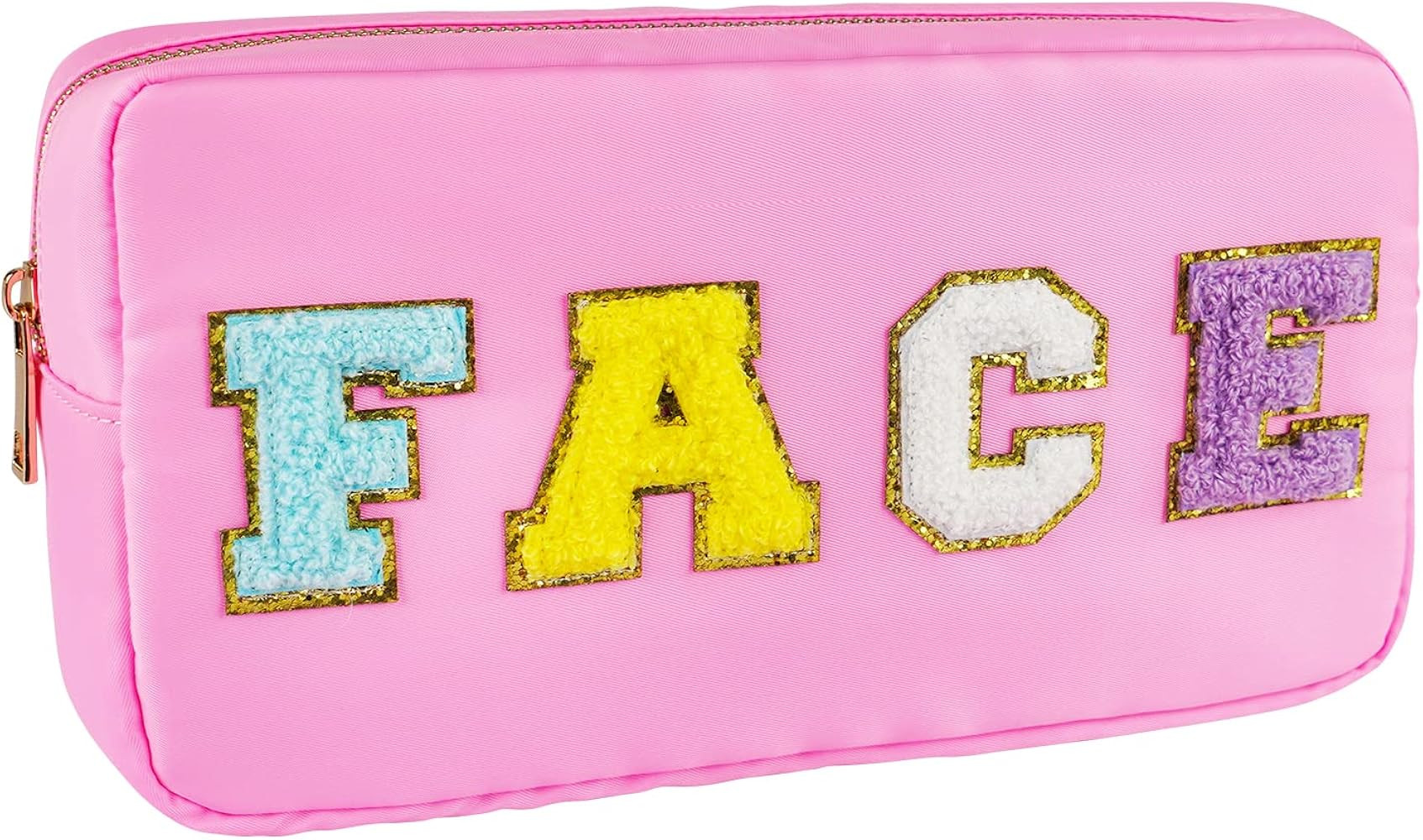 Preppy Patch Makeup Bag-Nylon Cosmetic Preppy Makeup Face Bag with Zipper-Varsity Stoney Clover C... | Amazon (US)