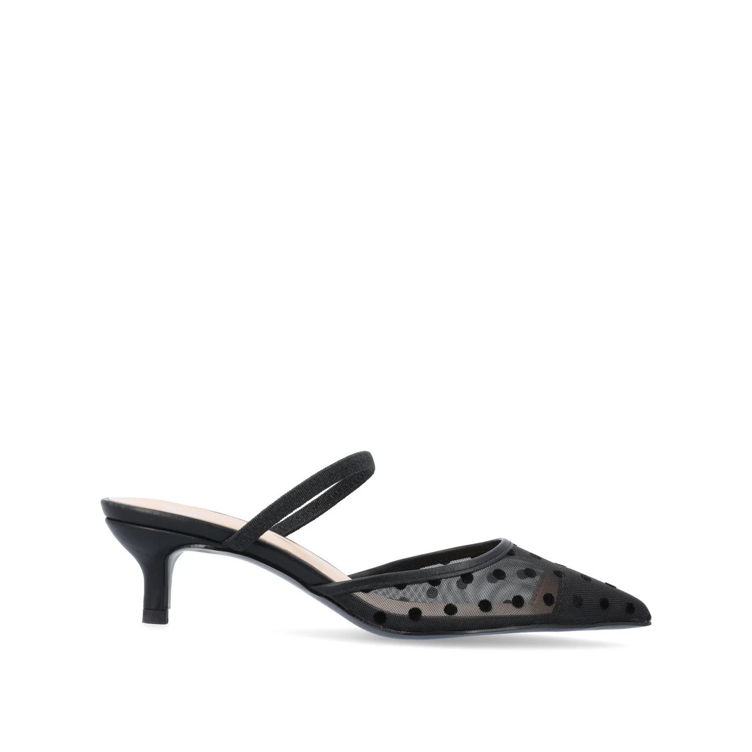 ALLANA POINTED TOE KITTEN HEELS IN MESH - Black Dot Mesh | Journee Collection