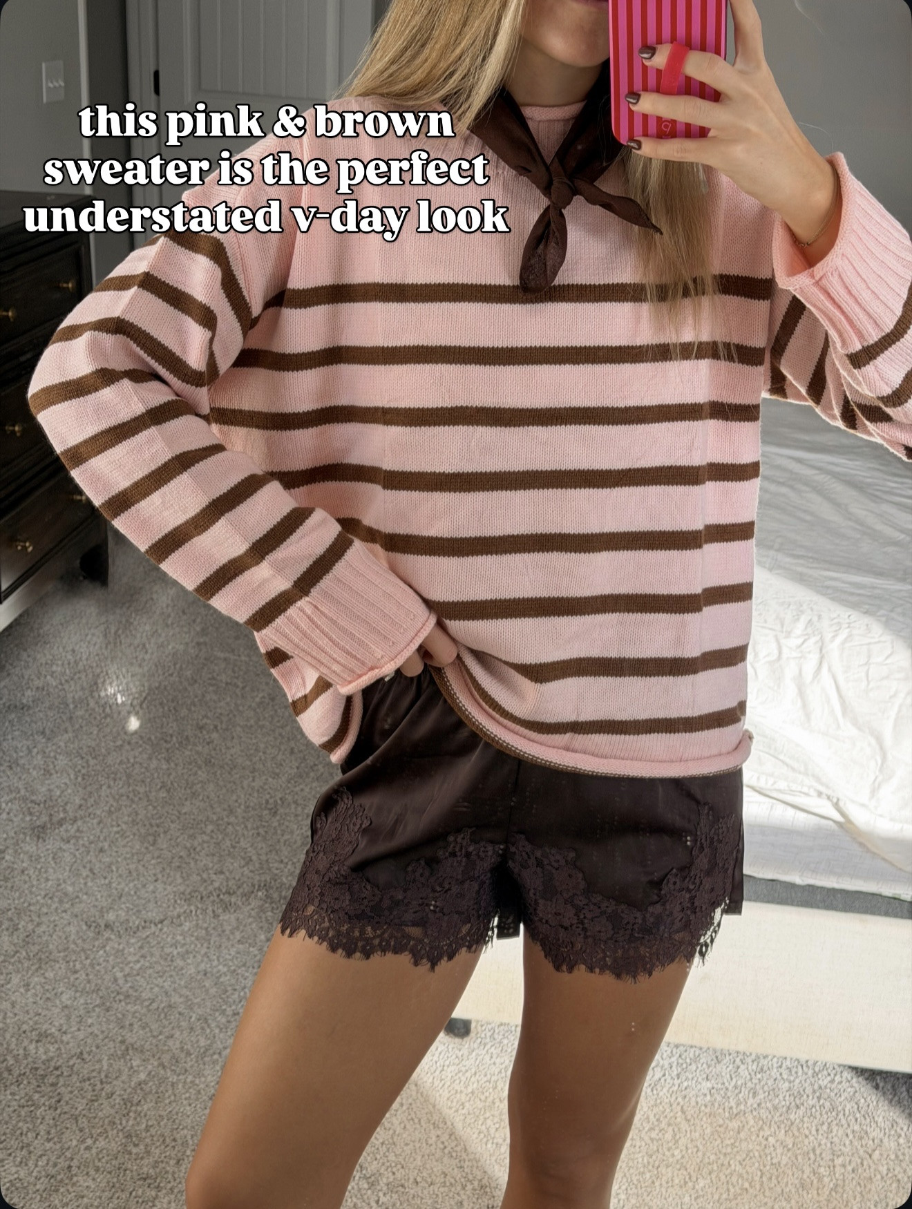 size small in shorts and medium in sweater (size up if you want it oversized!) 

#LTKValentine #LTKootd #LTKSeasonal