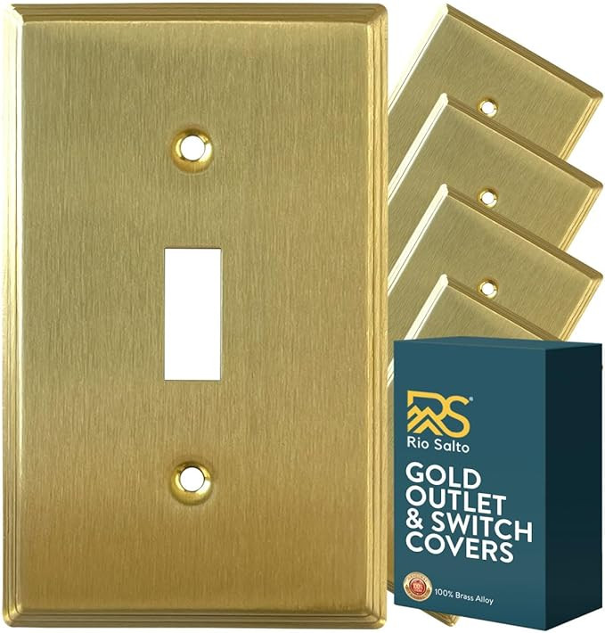 Rio Salto BRASS Metal Gold Toggle Light Switch Covers Wall Plate Single Toggle STANDARD SIZE Swit... | Amazon (US)