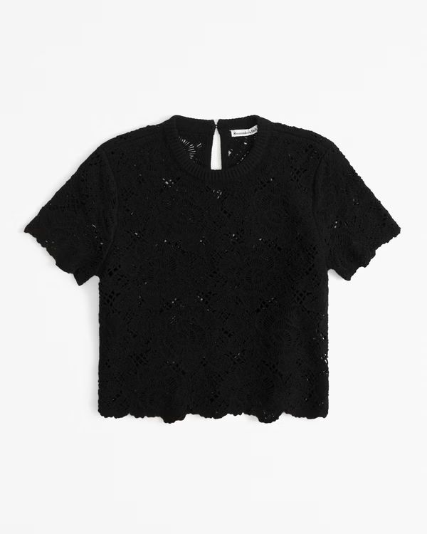 Crochet-Style Lacy Tee | Abercrombie & Fitch (US)