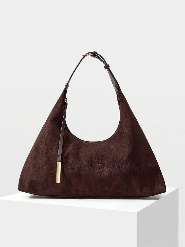 MOTF PREMIUM SOLID SUEDE OVERSIZED BUCKET SHOULDER BAG, PERFECTLY MATCHING WITH FALL OUTFITS WOMEN | SHEIN