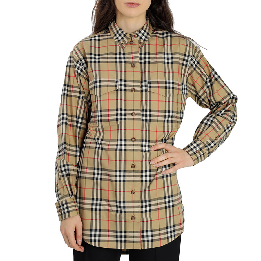 Burberry Ladies Vintage Check Stretch Cotton Oversized Shirt | Jomashop.com & JomaDeals.com