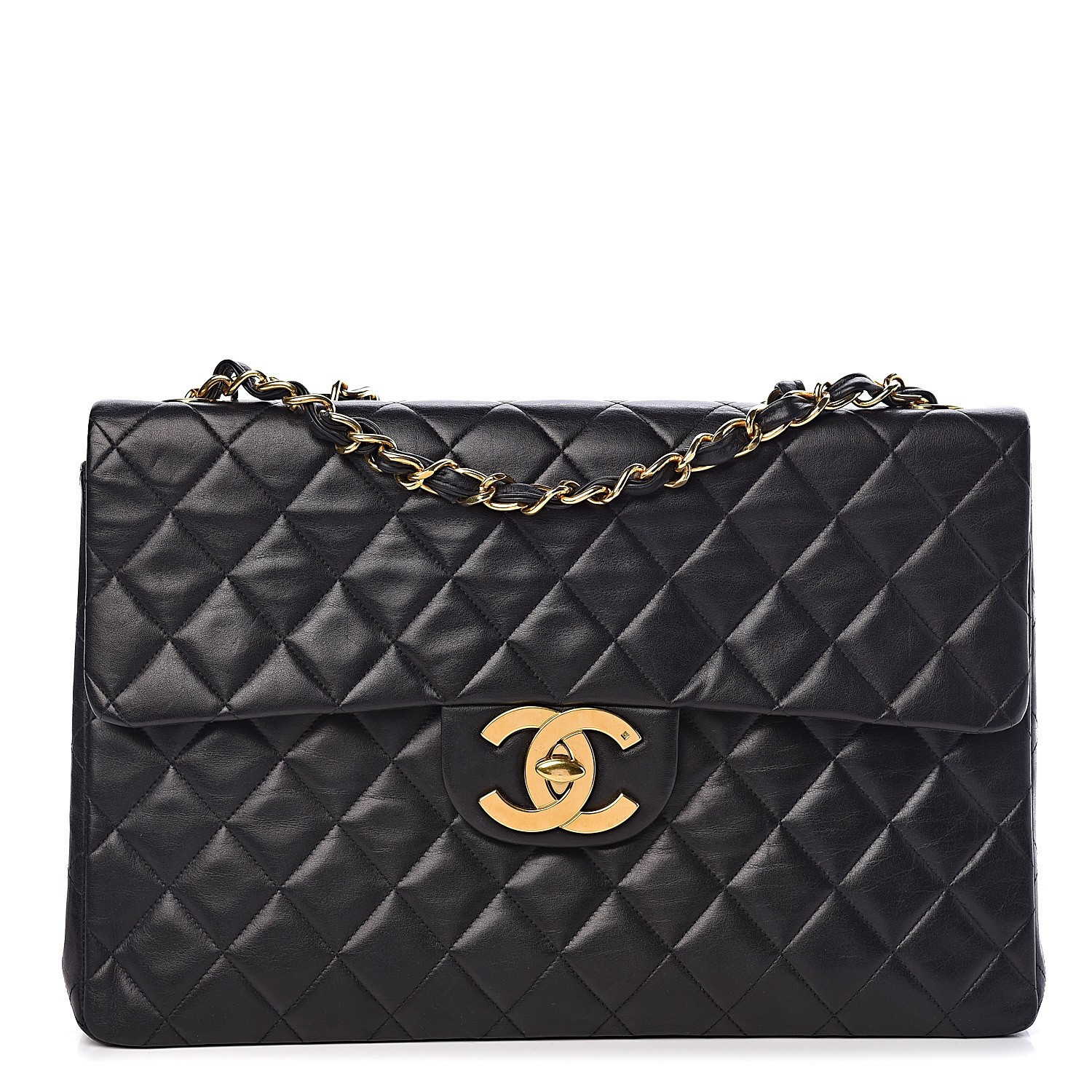 CHANEL Lambskin Quilted XL Jumbo Single Flap Black | Fashionphile