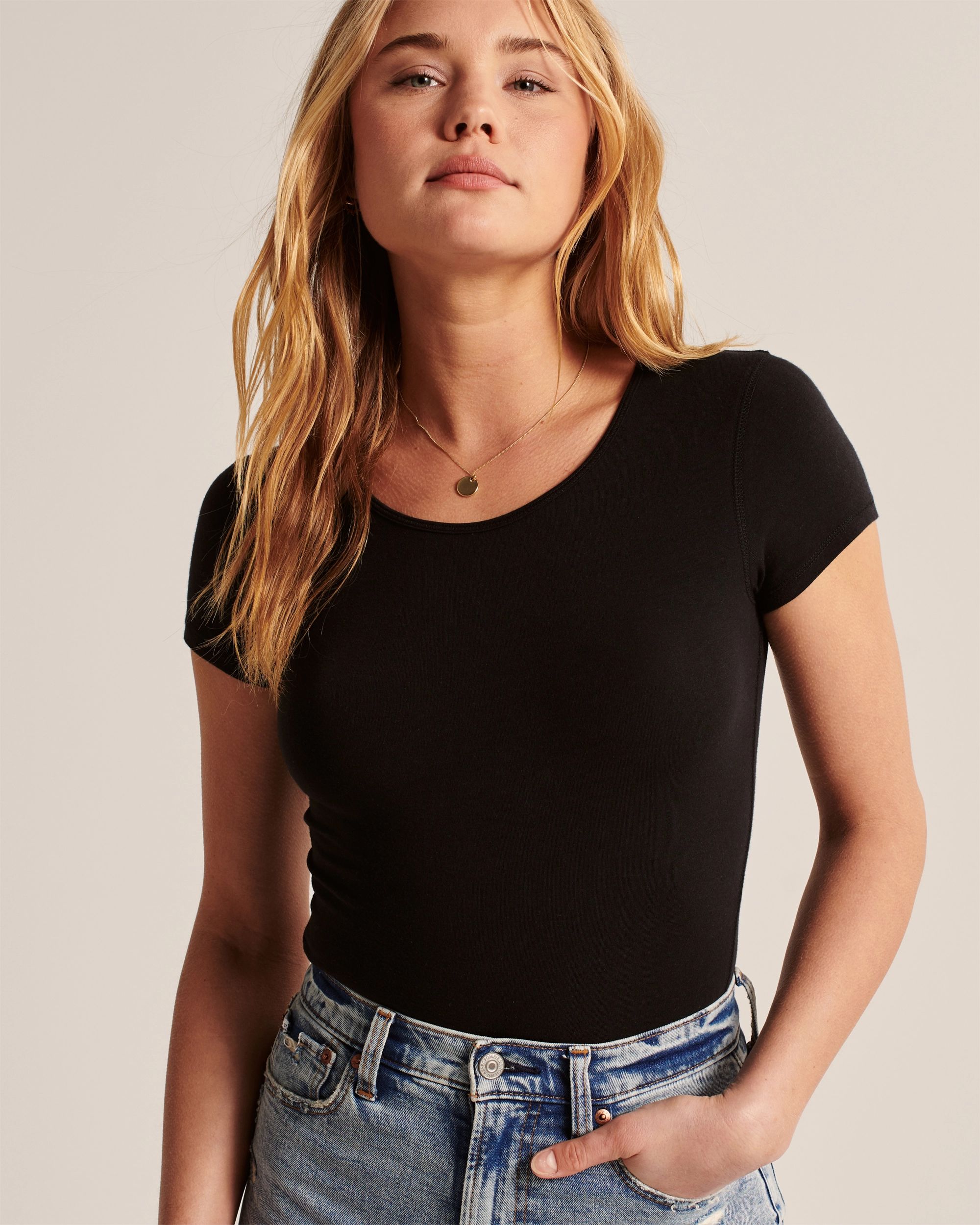 Short-Sleeve Crewneck Bodysuit | Abercrombie & Fitch (US)