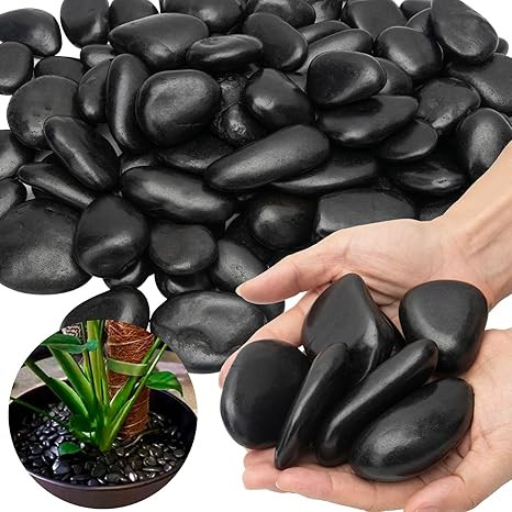 Black River Rocks Large for Landscaping Outdoor Polished Black Pebbles for Plants Garden Decorati... | Amazon (US)
