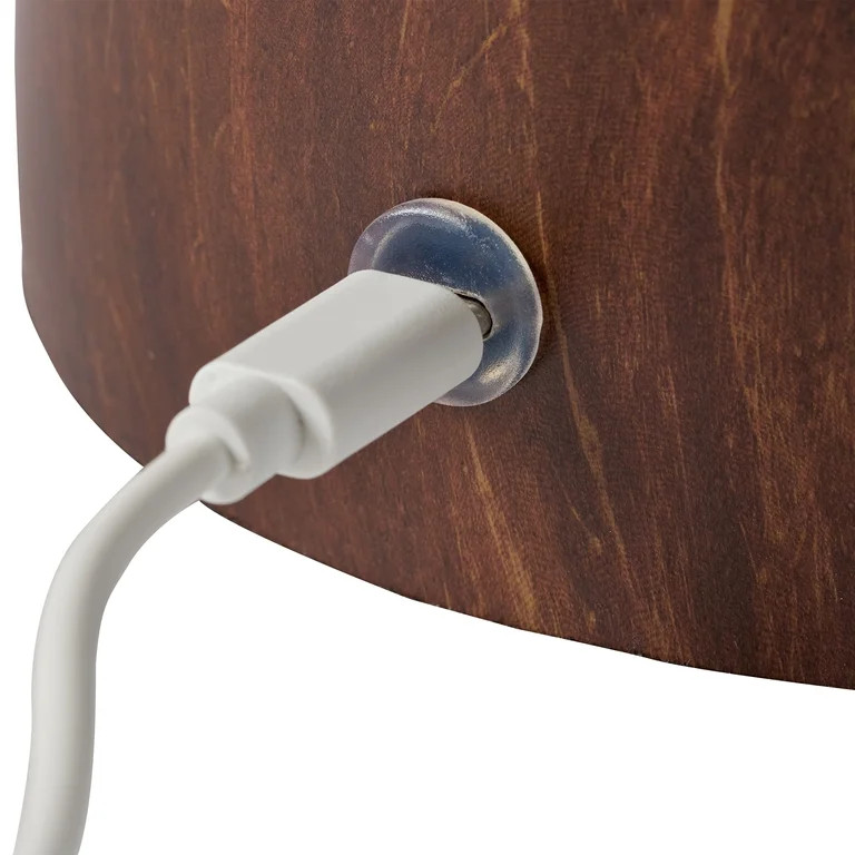 Better Homes & Gardens 14-Inch Warm Brown Rechargeable Gourd Table Lamp with Fabric Dome Shade | Walmart (US)