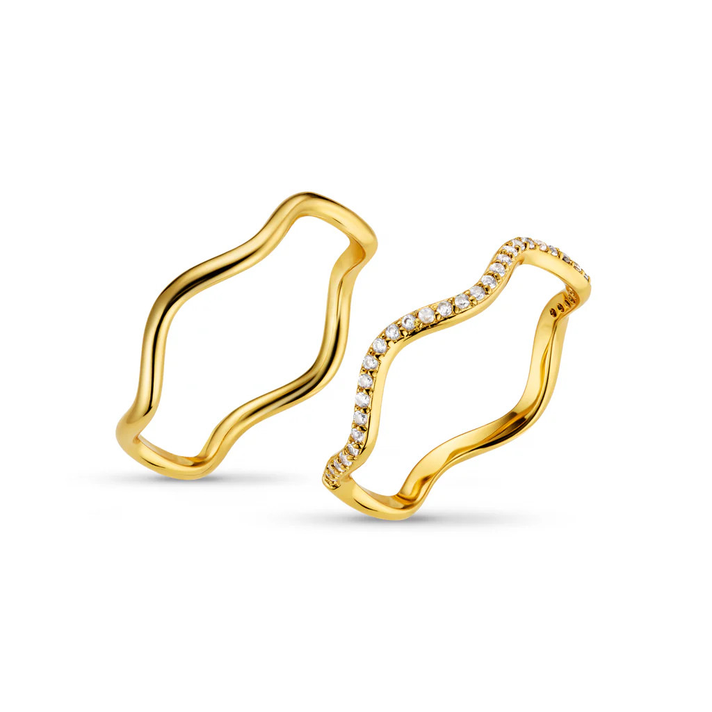 Fine Pave Wave Stacking Ring Set | Orelia