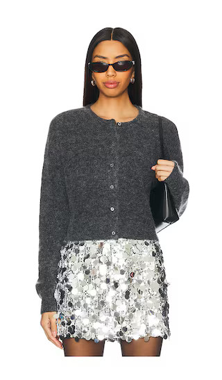 Debbie Short Cardigan in Charcoal Melang | Revolve Clothing (Global)