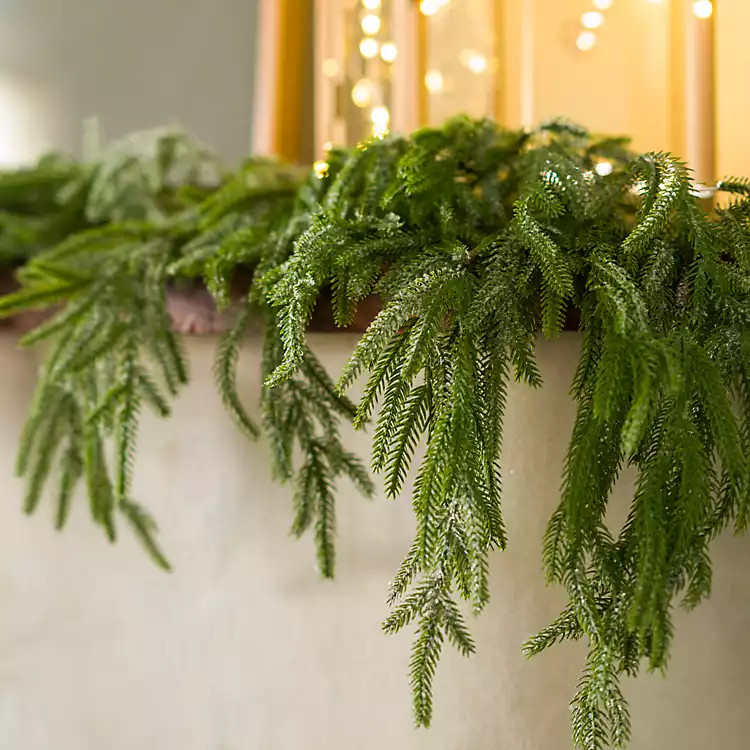 Frosted Norfolk Pine Natural Touch Garland, 5 ft. | Kirklands Home | Kirklands