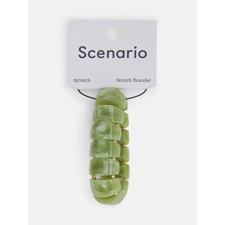 Scenario Women's Green Marbled Resin Stretch Bracelet | Walmart (US)