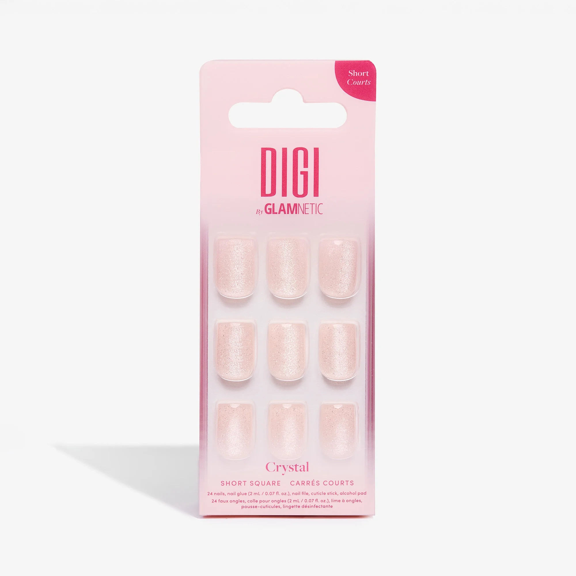 DIGI by Glamnetic Short Square Artificial Press-on Nails, Crystal, 24 Pieces | Walmart (US)