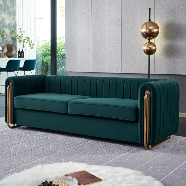 84.25" Velvet Round Arm Sofa | Wayfair North America