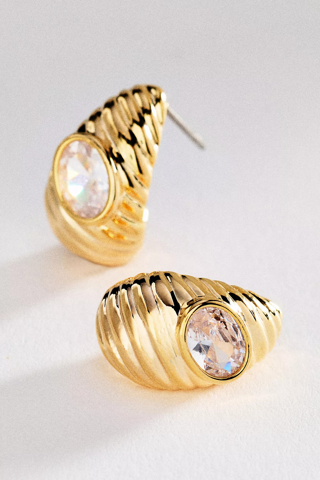 Sculptural Ribbed Crystal Post Earrings | Anthropologie (US)