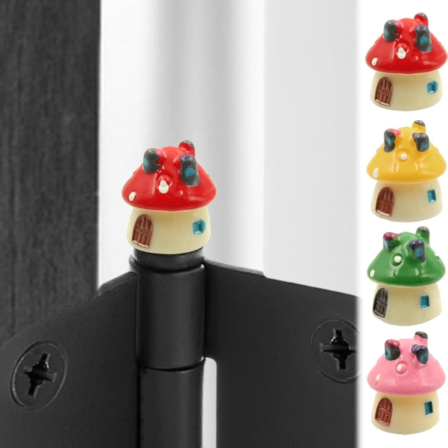 Mushroom House Miniature Hinge Heads Set of 4 - Magnetic Hinge Heads Topper for Home Decoration -... | Amazon (US)
