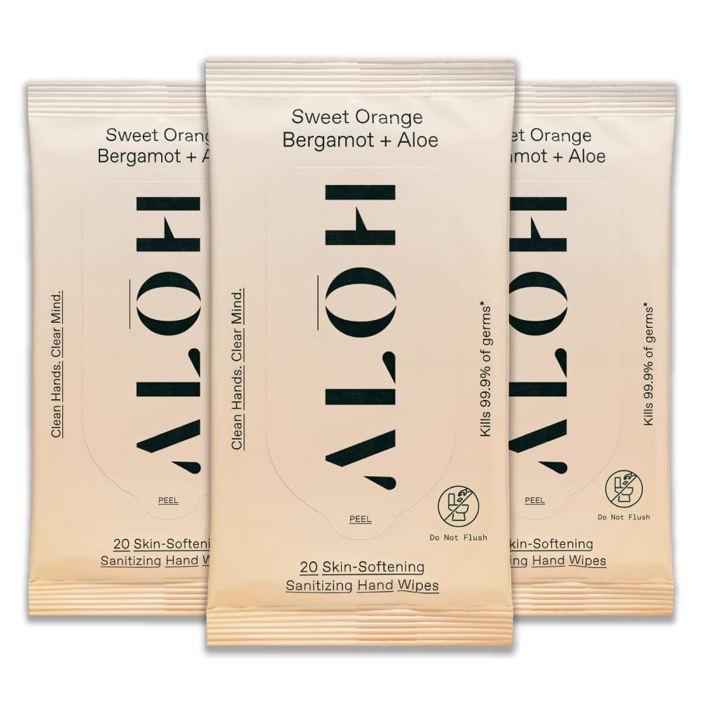 ALŌH Sweet Orange Bergamot + Aloe Sanitizing Hand Wipes - Clean Hands, Clear Mind - On The Go Ha... | Amazon (US)