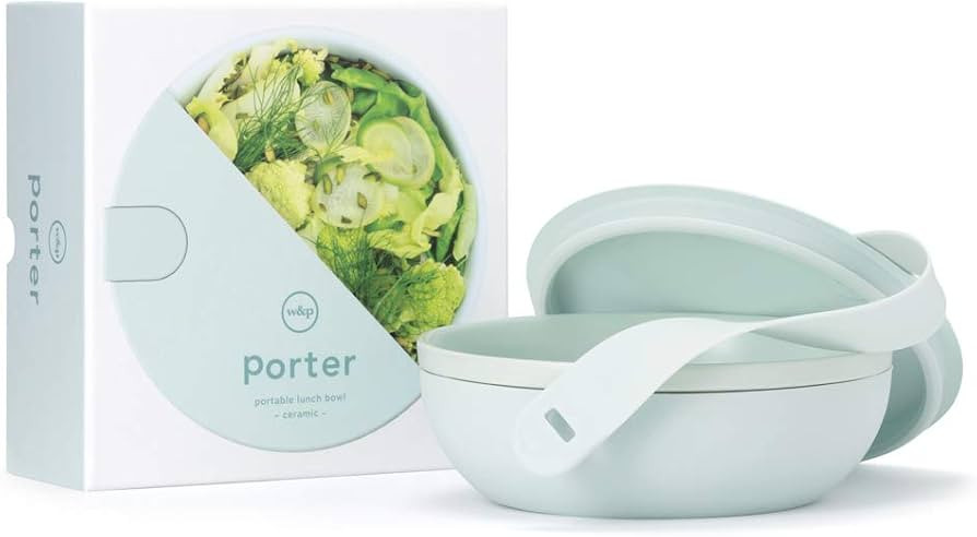 W&P Porter Ceramic Bowl Lunch Container w/ Protective Non-slip Exterior, Mint 1 Liter | Lid & Sna... | Amazon (US)
