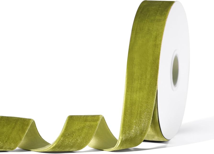 Olive Green Velvet Ribbon for Gift Wrapping, Trimming Ribbon for Christmas DIY Craft Wedding Flor... | Amazon (US)