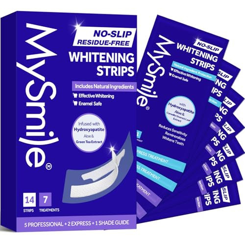 MySmile Teeth Whitening Strips, Hydroxyapatite-Infuse White Strips, Non-Sensitive Teeth Whitening with Soothing Natural Ingredients, Enamel-Safe, Residue-Free, Non-Slip, 7 Treatments Kit (14 Count) | Amazon (US)