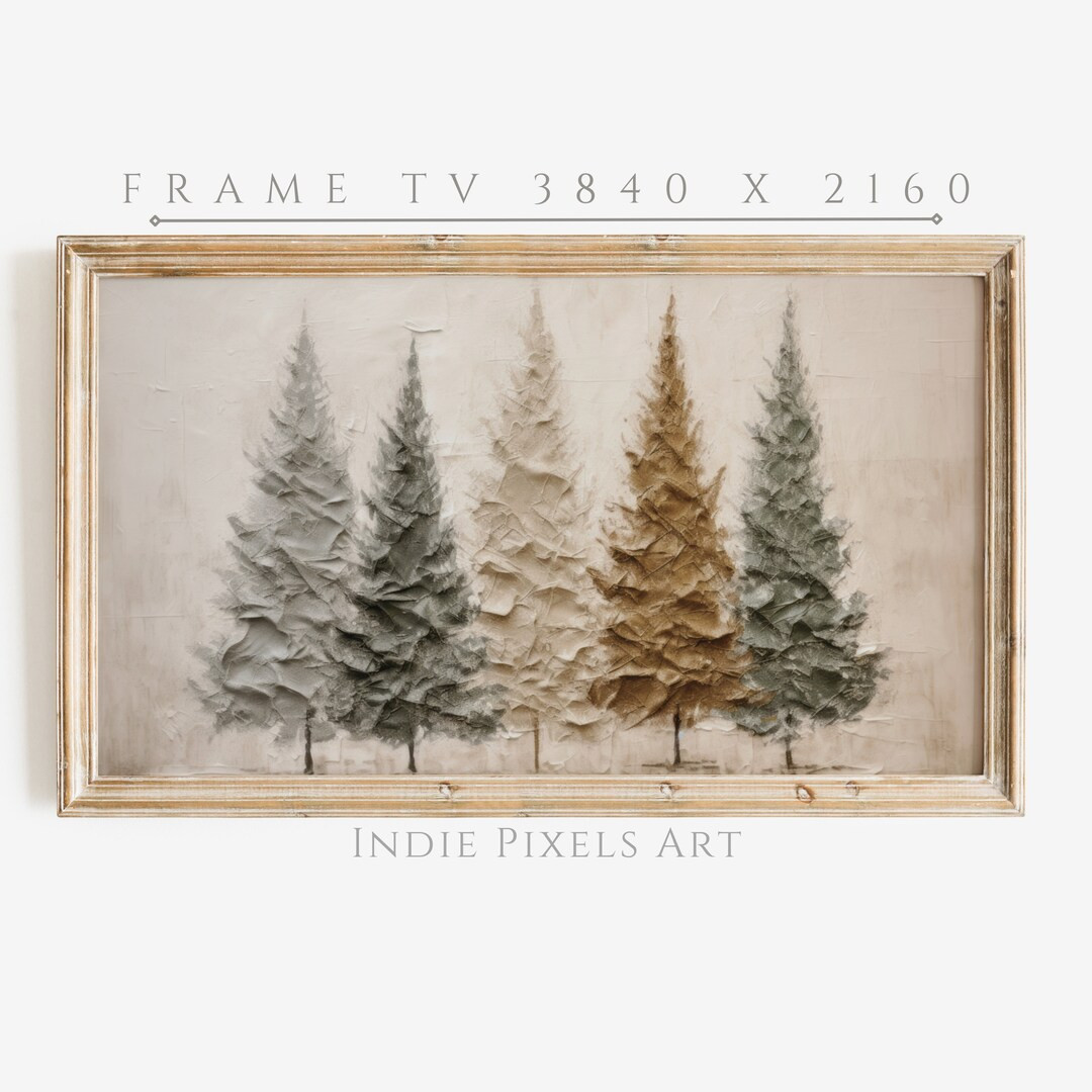 Primitive Christmas Trees 4K TV Art for Samsung Frame TV Farmhouse Decor Digital Download Art for... | Etsy (US)