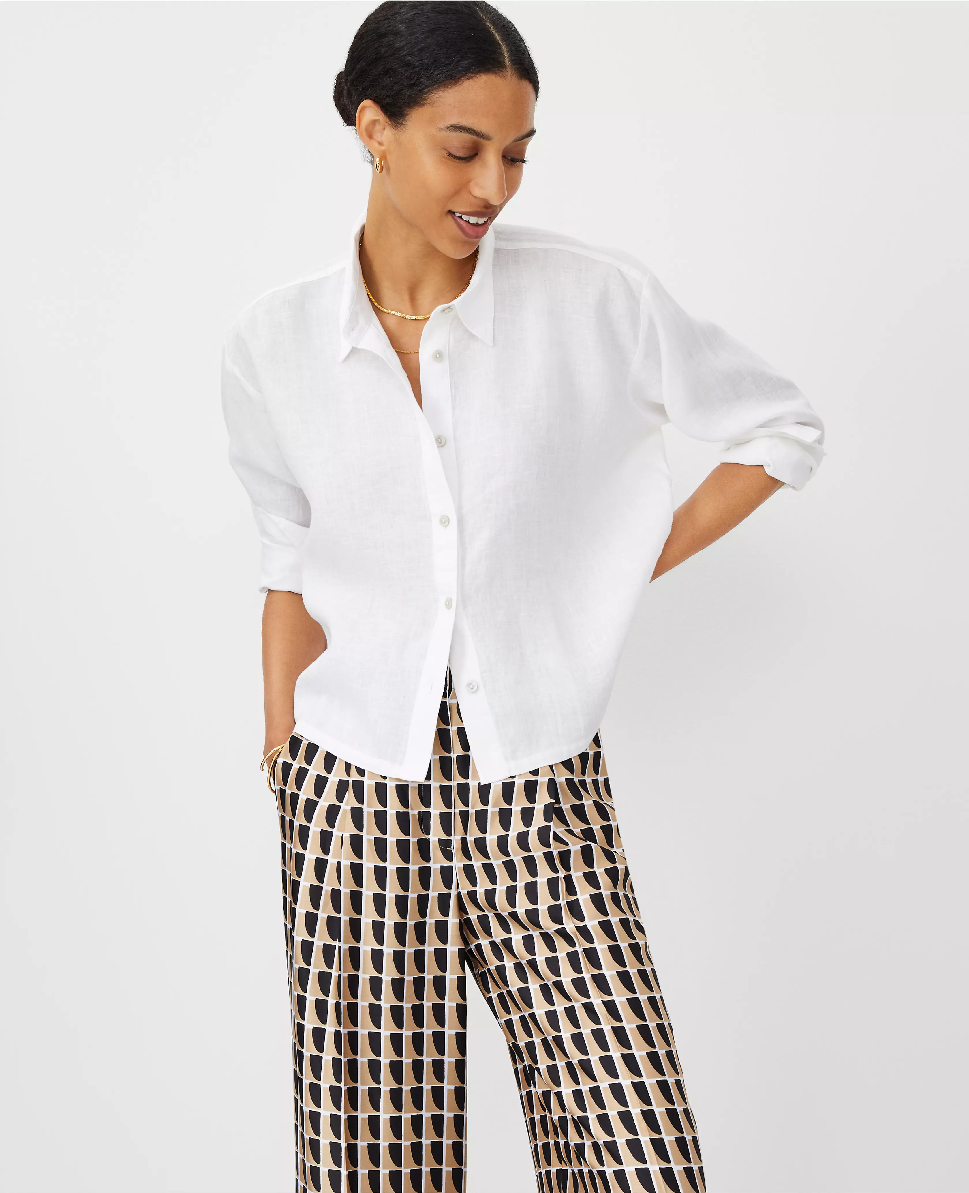 Cropped Linen Shirt | Ann Taylor (US)