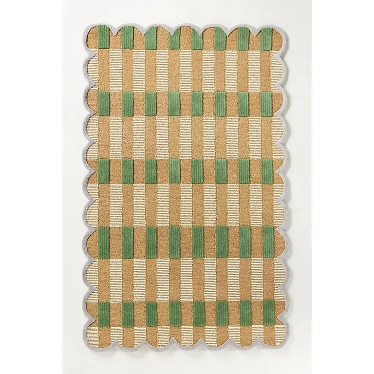 Aarish Rugs Handcraft Hand Tufted Scalloped Wool Area Rug for Living Room, Bedroom Any Room (Colo... | Walmart (US)