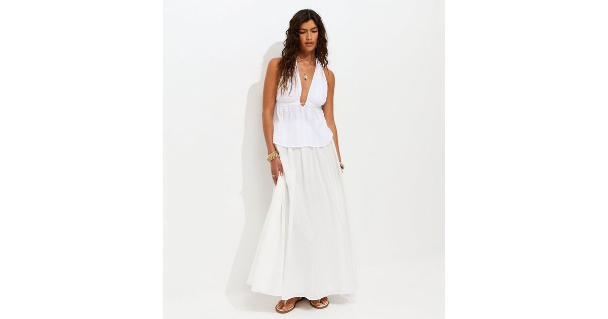 Women's White Cotton Full Length Woven Skirt New Look | New Look (UK)
