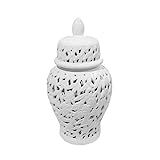 Sagebrook Home, White Pierced Ceramic Temple JAR, 10.5x10.5x18.5 | Amazon (US)