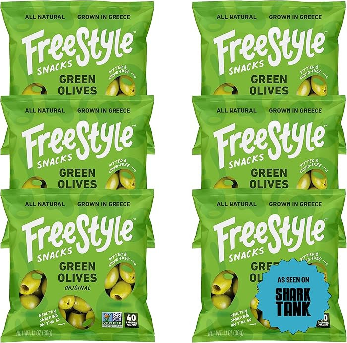 Freestyle Snacks Olive Snack Packs - As Seen on Shark Tank - Single Serve - Fresh Pitted Green Ol... | Amazon (US)