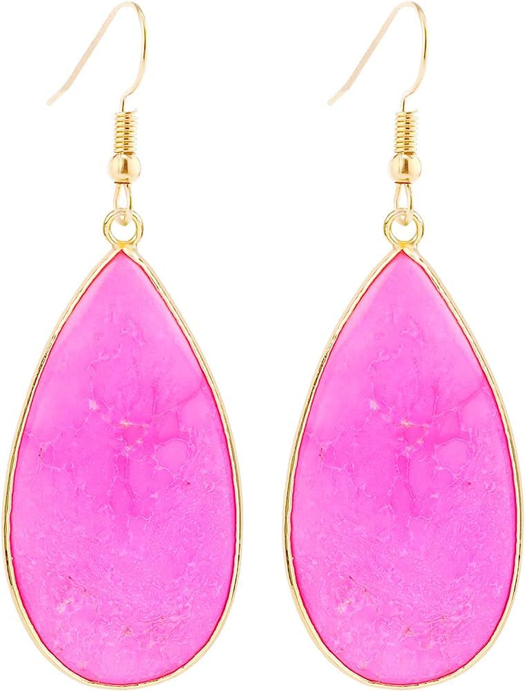 BaubleStar Natural Crystal Healing Stone Earrings Statement Teardrop Dangle Earrings for Women Gi... | Amazon (US)