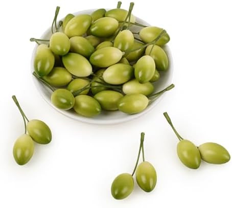 Artificial Olives with Stem, 20 Pcs Fake Lifelike Simulation Olives Foam Fruit for Home Kitchen C... | Amazon (US)